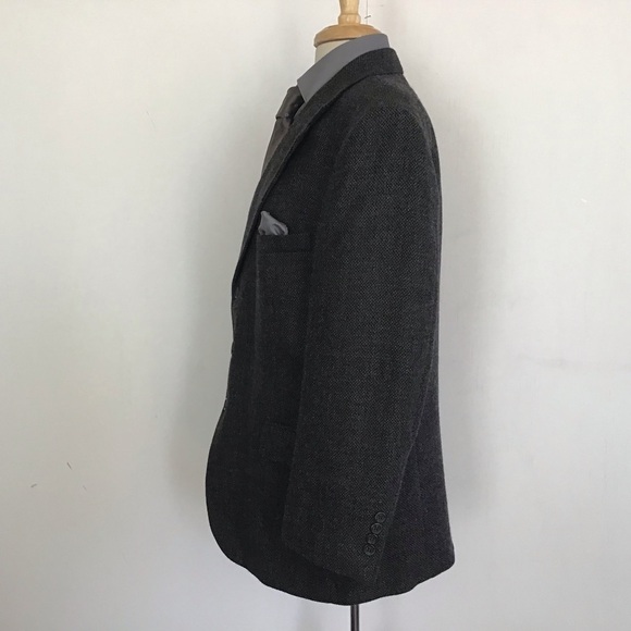 Stafford Vtg Gray Barleycorn Tweed Lambswool 3 Button Notch Collar Blazer 42 S - Picture 6 of 15